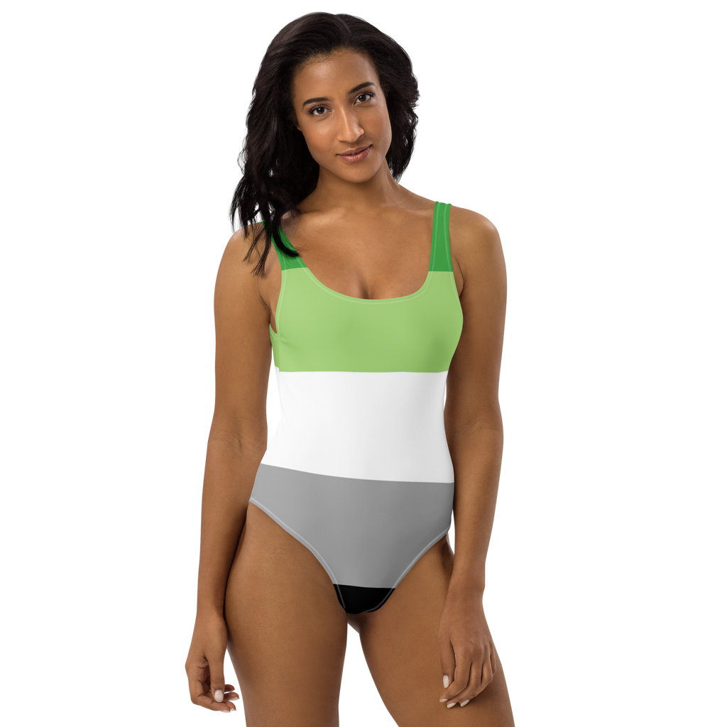 Aromantic Flag LGBTQ One-Piece Swimsuit Women’s Size SHAVA