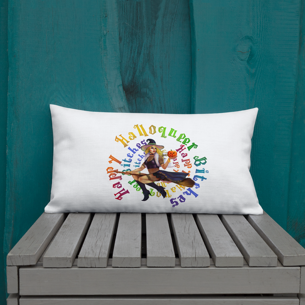 Transgender Halloween Premium Pillow-Trans Pride LGBT Halloween/Happy HalloQueer Bitches SHAVA