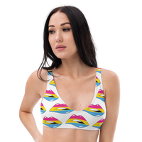 Thumbnail for Pansexual Flag Kisses Padded Bikini Top for They/Them Him/Her - White SHAVA