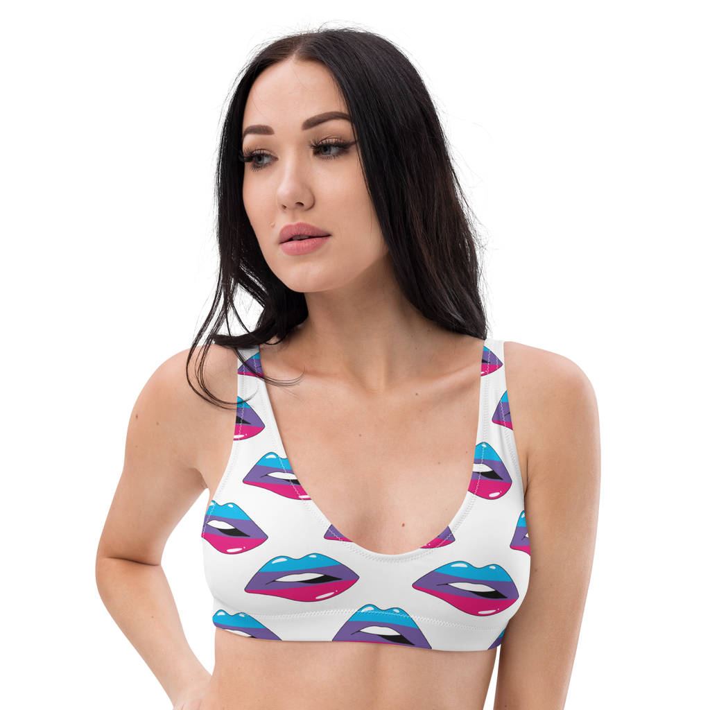 Androgyne Flag Kisses Padded Bikini Top for They/Them Him/Her - White SHAVA