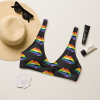 Thumbnail for LGBT Flag Kisses Padded Bikini Top for They/Them Him/Her - Black SHAVA