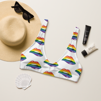 Thumbnail for LGBT Flag Kisses Padded Bikini Top for They/Them Him/Her - White SHAVA