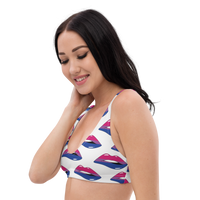 Thumbnail for Bisexual Flag Kisses Padded Bikini Top for They/Them Him/Her - White SHAVA