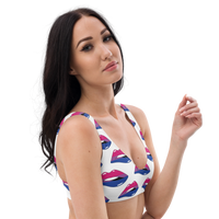 Thumbnail for Bisexual Flag Kisses Padded Bikini Top for They/Them Him/Her - White SHAVA