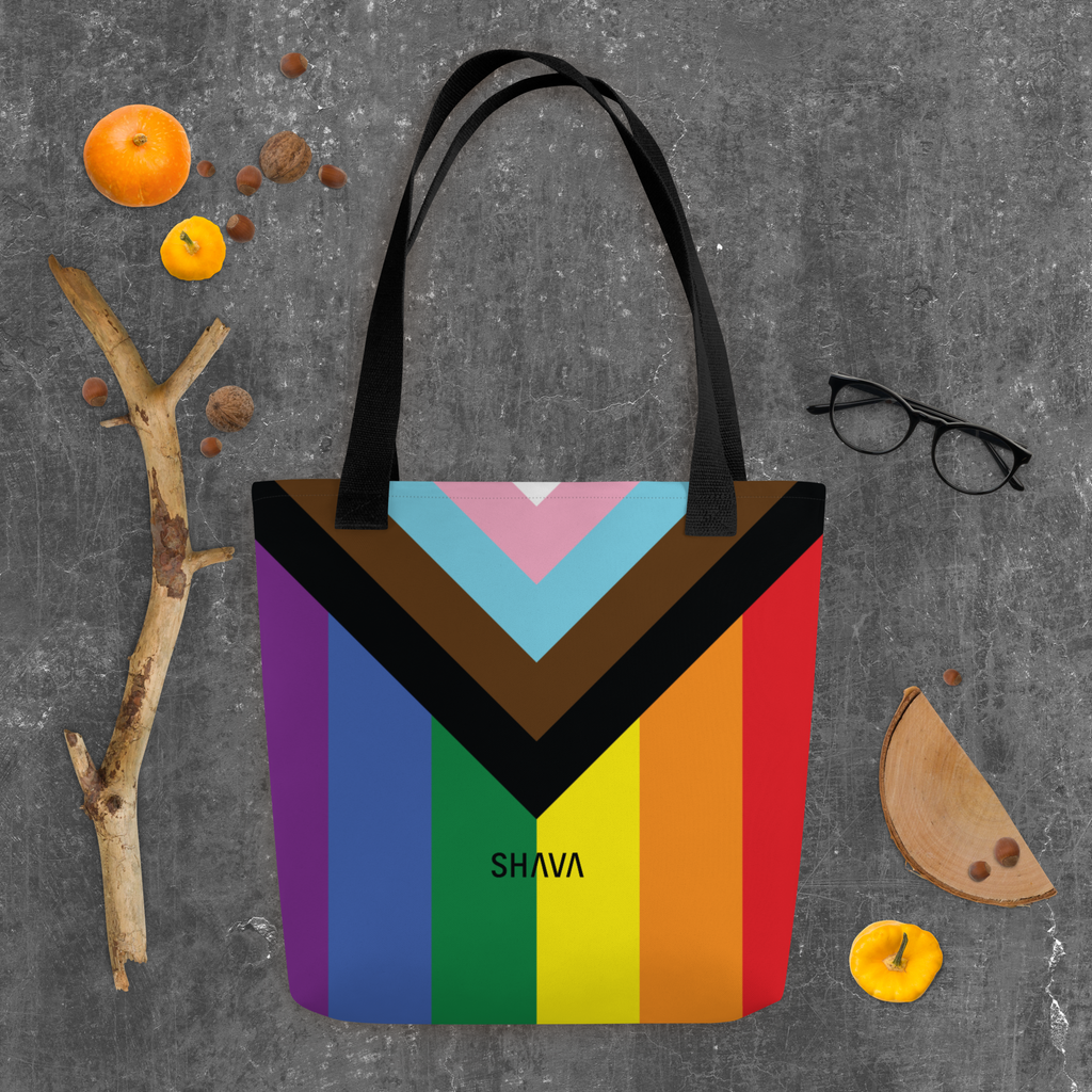 LGBTQ Tote Bags / Celebrating LGBTIQ+ Progress Flag SHAVA