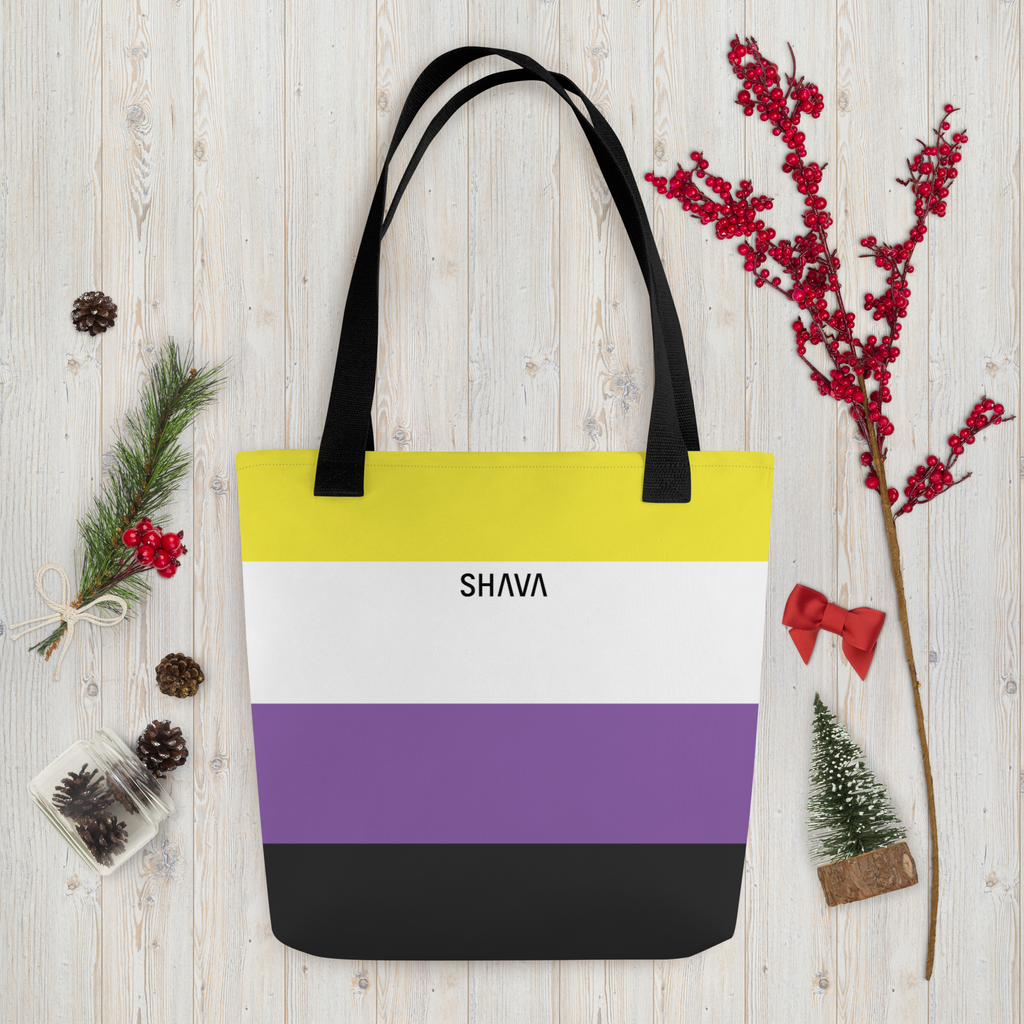 LGBTQ Tote Bags / Celebrating Non Binary Flag SHAVA