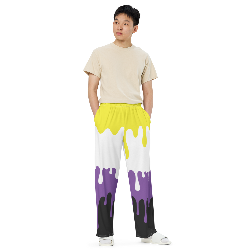 Non Binary Flag LGBTQ Drip wide-leg pants Unisex Size SHAVA