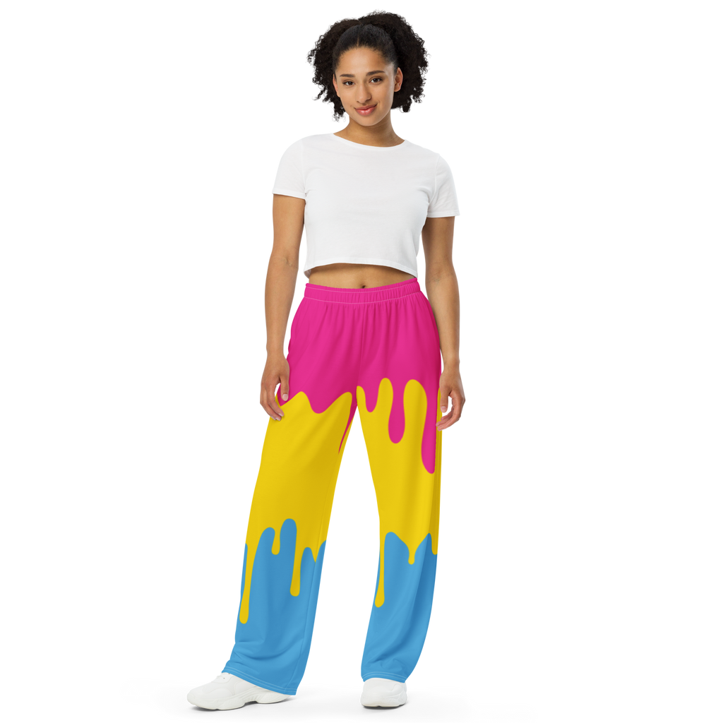 Pansexual Flag LGBTQ Drip wide-leg pants Unisex Size SHAVA