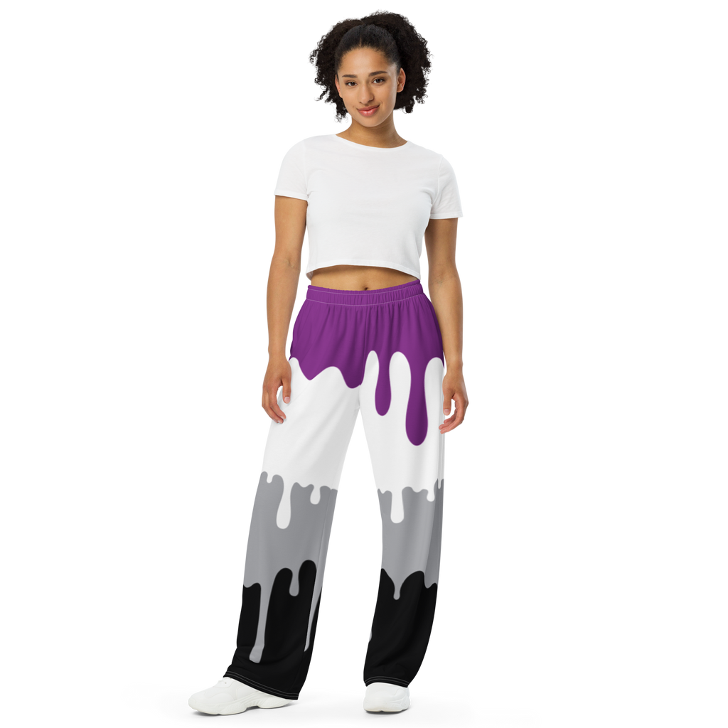 Asexual Flag LGBTQ Drip wide-leg pants Unisex Size SHAVA