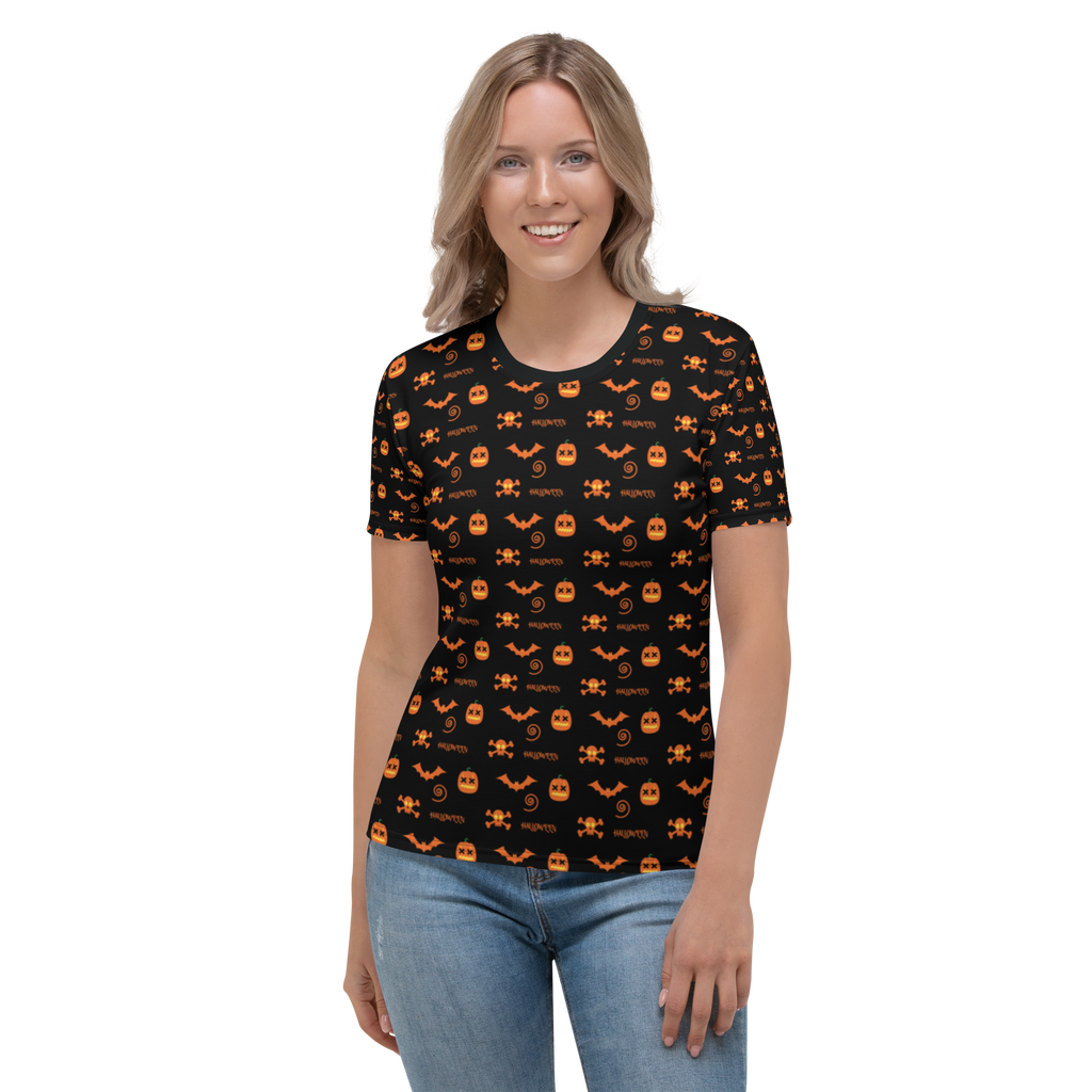 Women's Halloween All Over Print T-Shirt, Halloween All Over Print Shirt, Women's T-Shirt /Halloween Pattern SHAVA