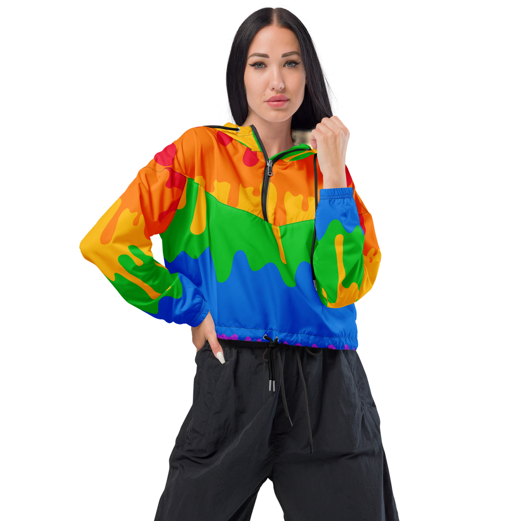 Pride Flag LGBTQ Crop Top Drip Hoodie Women’s Size SHAVA