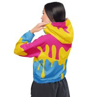 Thumbnail for Pansexual Flag LGBTQ Crop Top Drip Hoodie Women’s Size SHAVA