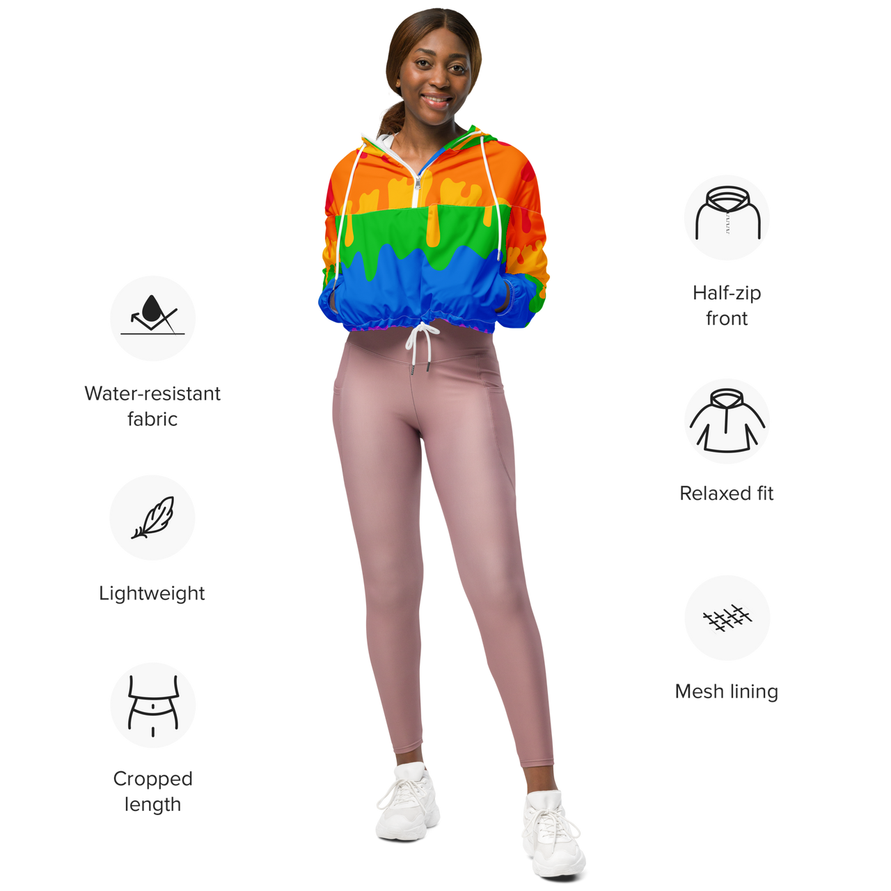 Pride Flag LGBTQ Crop Top Drip Hoodie Women’s Size SHAVA