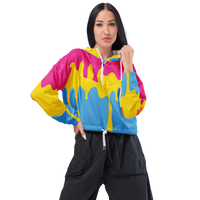 Thumbnail for Pansexual Flag LGBTQ Crop Top Drip Hoodie Women’s Size SHAVA