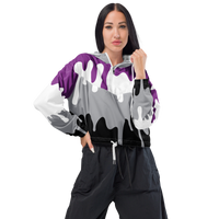 Thumbnail for Asexual Flag LGBTQ Crop Top Drip Hoodie Women’s Size SHAVA