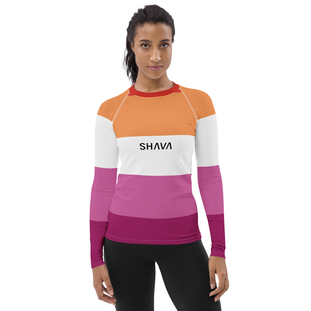 Lesbian Flag LGBTQ Long Sleeve Shirt Women’s Size SHAVA