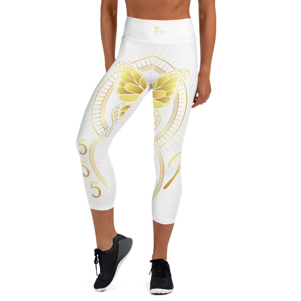 Yoga Spiritual Meditation Yoga Capri Leggings - Metamorphosis 555 Angel Number SHAVA