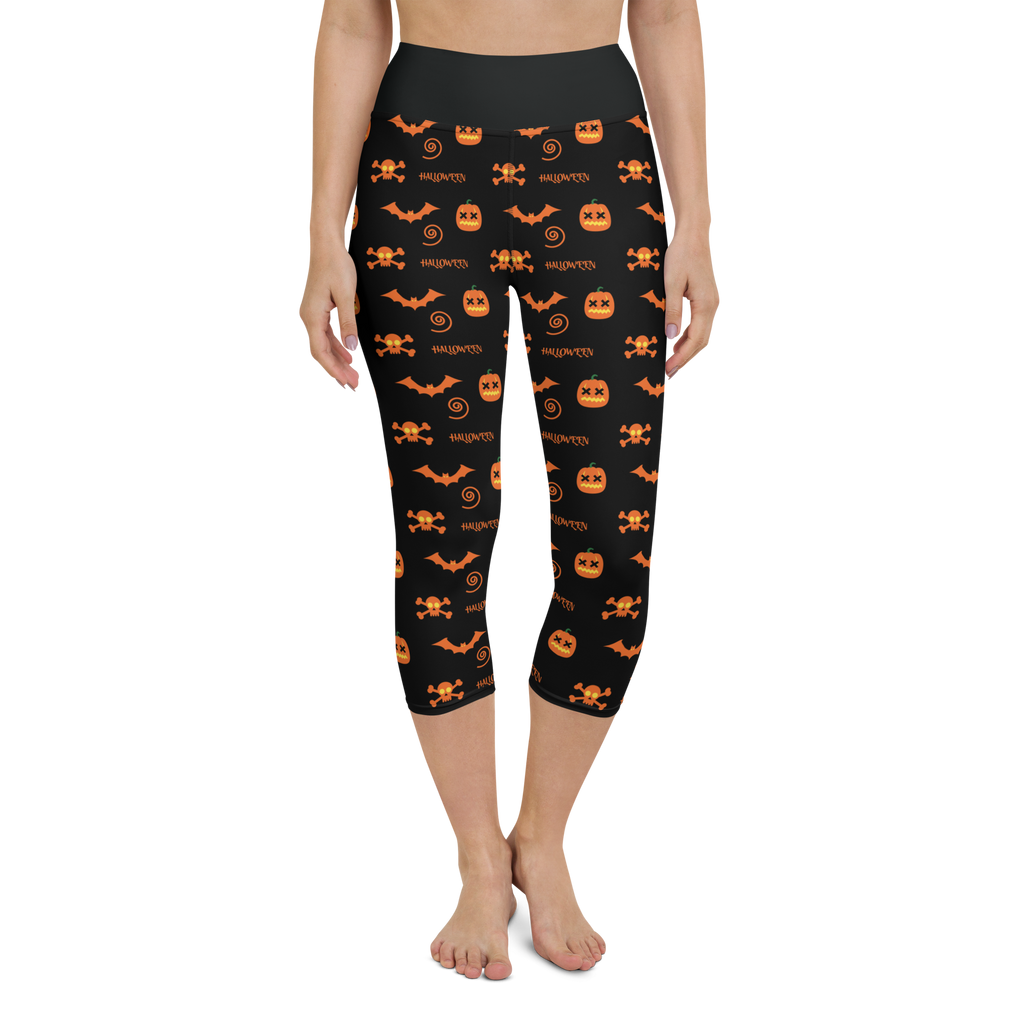 Women's Halloween All Over Yoga Capri Leggings, Halloween All Over Print Yoga Capri Leggings/Halloween Pattern SHAVA