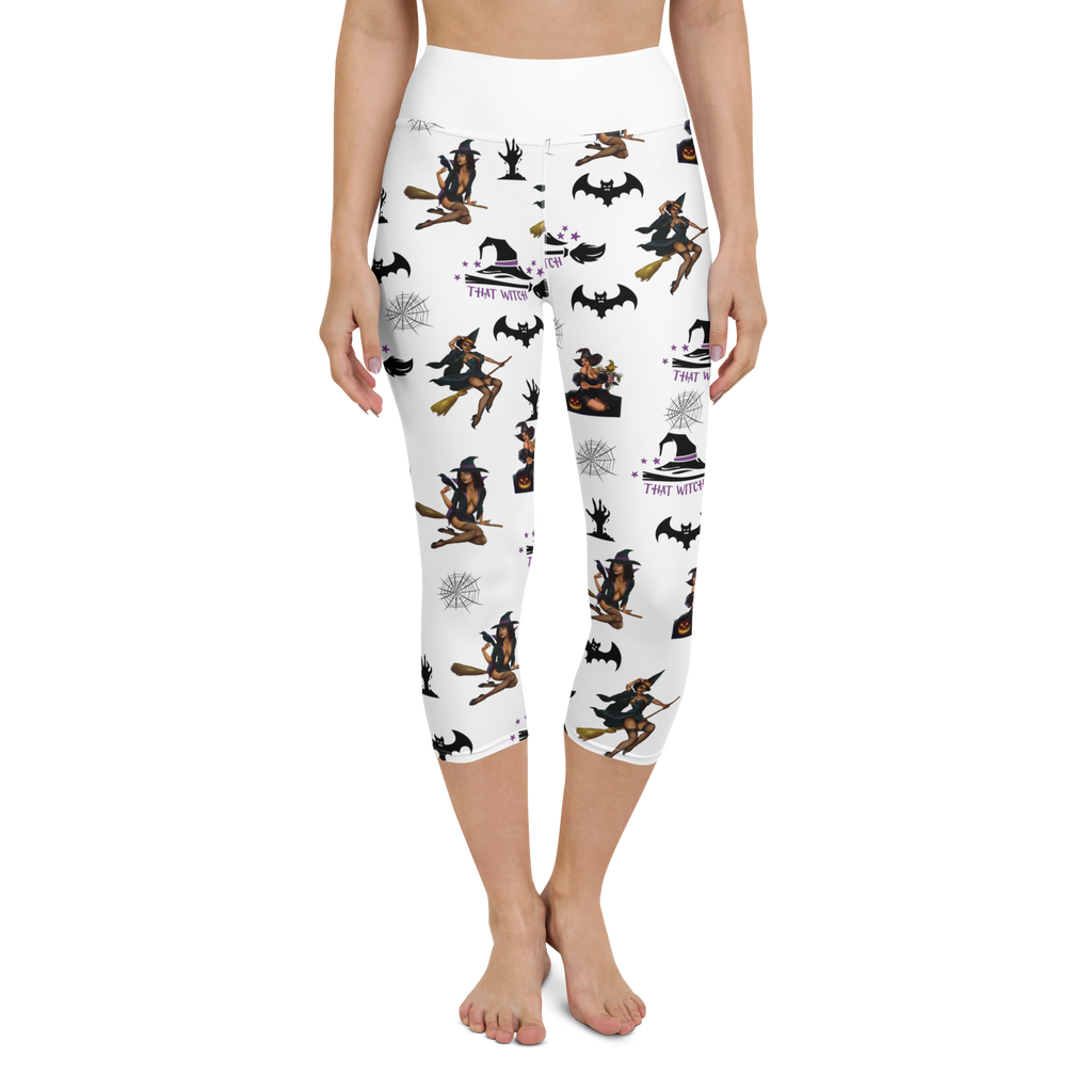 Women's Halloween All Over Yoga Capri Leggings, Halloween All Over Print Yoga Capri Leggings/That Witch SHAVA