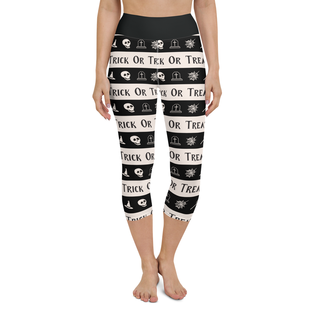 Women's Halloween All Over Yoga Capri Leggings, Halloween All Over Print Yoga Capri Leggings/Trick & Treat SHAVA