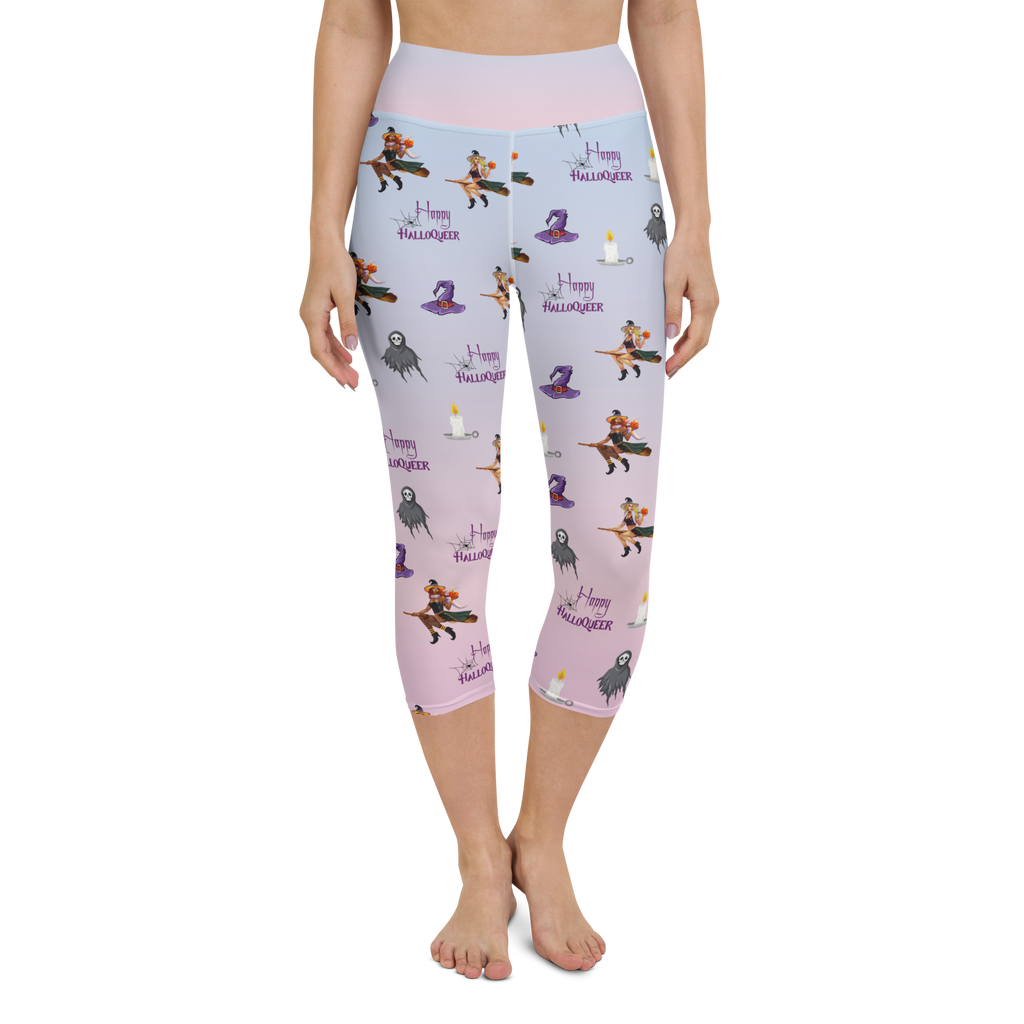 Transgender's Halloween All Over Yoga Capri Leggings, Halloween All Over Yoga Capri Leggings,Transgender Yoga Capri Leggings /Happy HallowQueer SHAVA