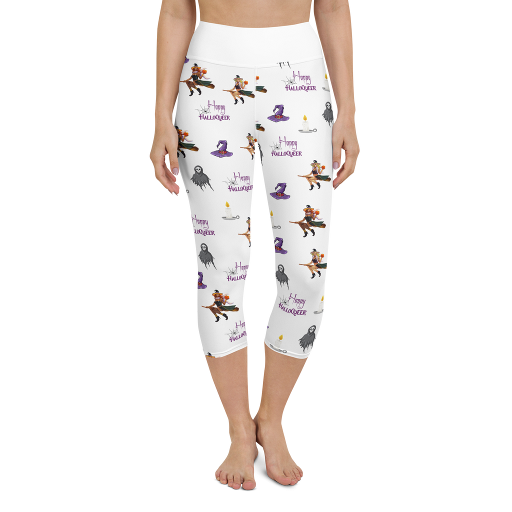 Transgender's Halloween All Over Yoga Capri Leggings, Halloween All Over Yoga Capri Leggings,Transgender Yoga Capri Leggings /Happy HallowQueer SHAVA