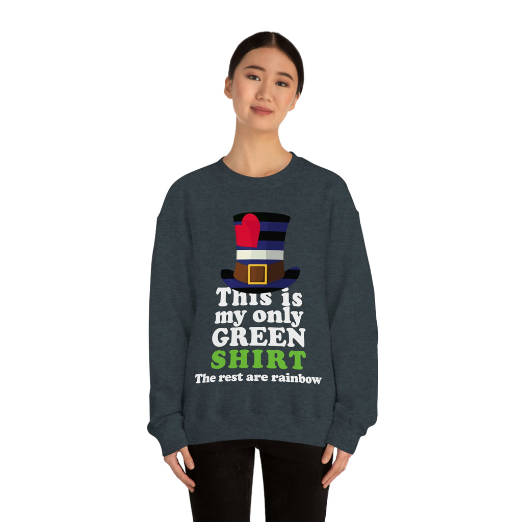 Leather Flag Heavy Blend Crewneck Sweatshirt St. Patricks Day Unisex Size - This Is My Only Green Shirt Printify