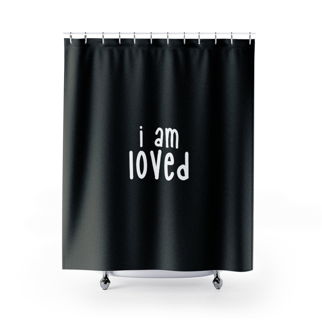 Affirmation Feminist Pro Choice Shower Curtains - I Am Loved (white) Printify