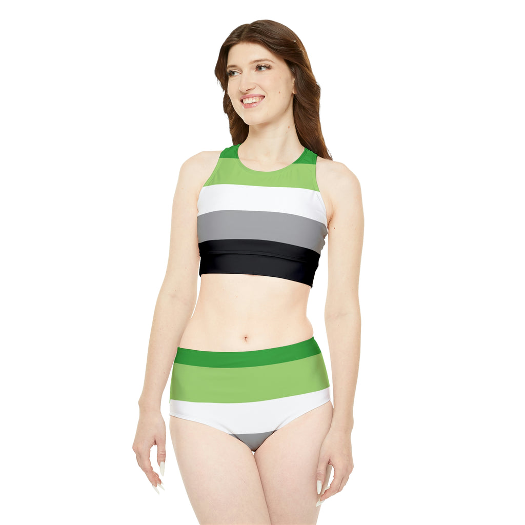 Aromantic Pride Flag Sporty Bikini Set SHAVA CO