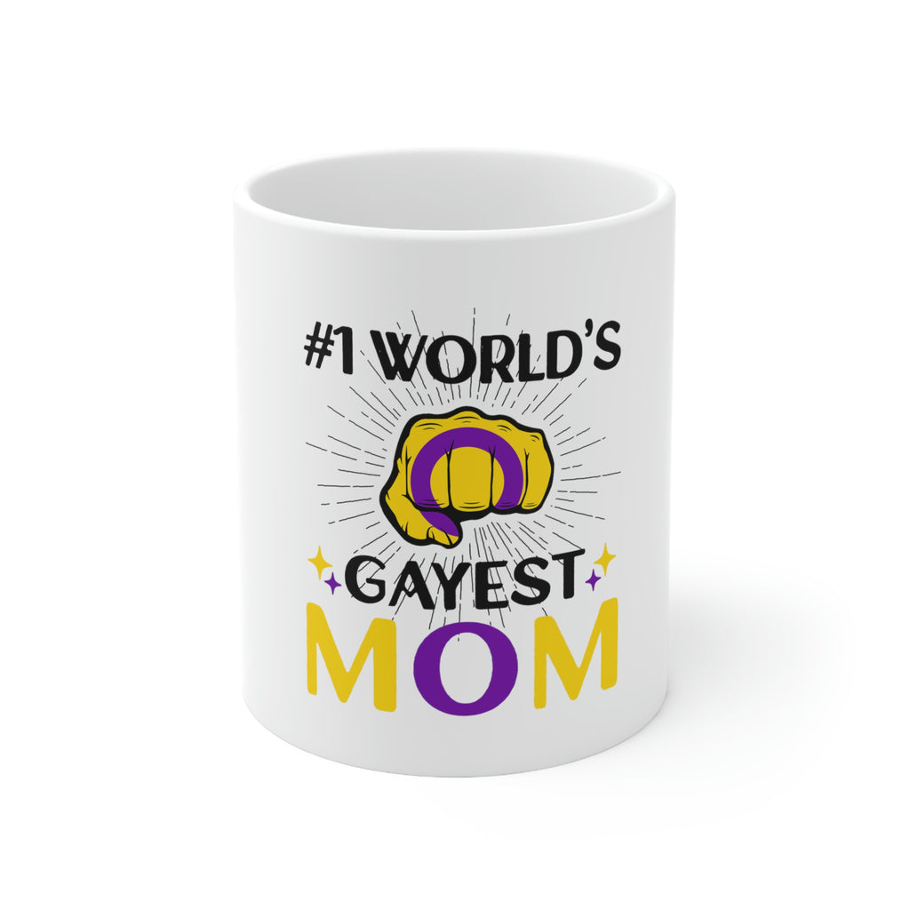 Intersex Flag Ceramic Mug  - #1 World's Gayest Mom Printify