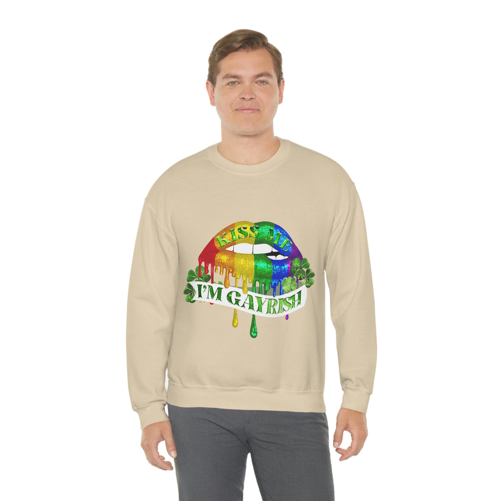 LGBT Flag Heavy Blend Crewneck Sweatshirt St. Patricks Day Unisex Size - Kiss Me Printify