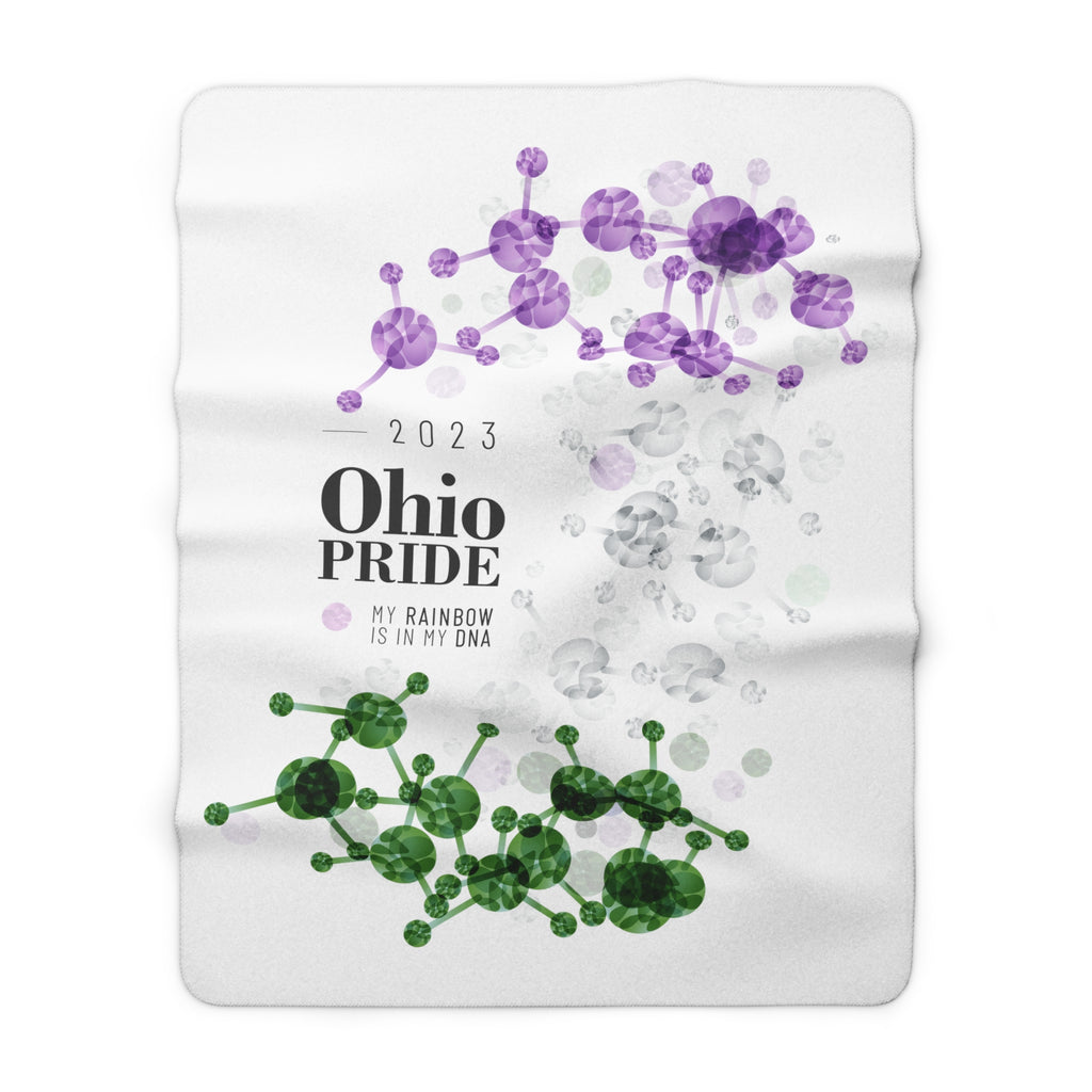 SHAVA CO Genderqueer Flag 2023 Pride, Ohio Sherpa Fleece Blanket - My Rainbow Is In My DNA Printify