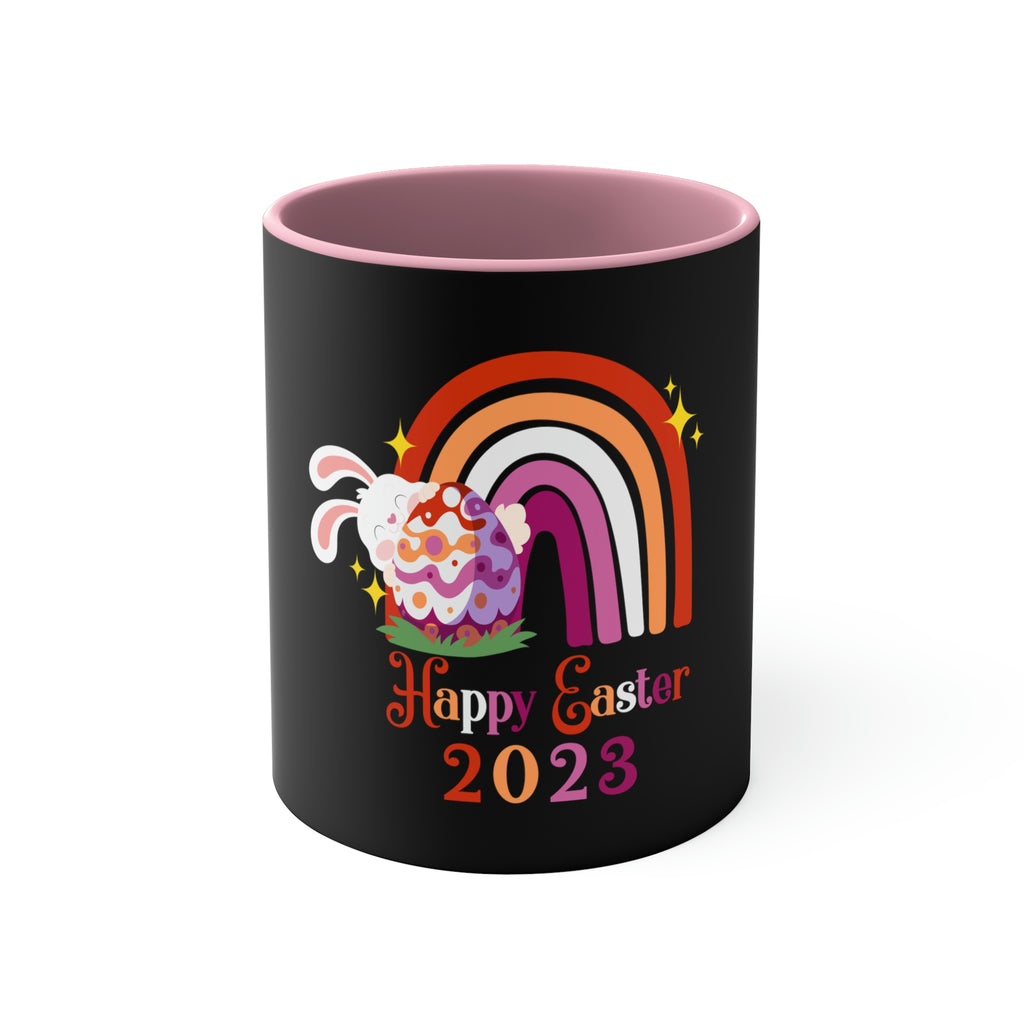 Lesbian Flag Accent Coffee Mug Easter Festival - Happy Easter 2023 SHAVA