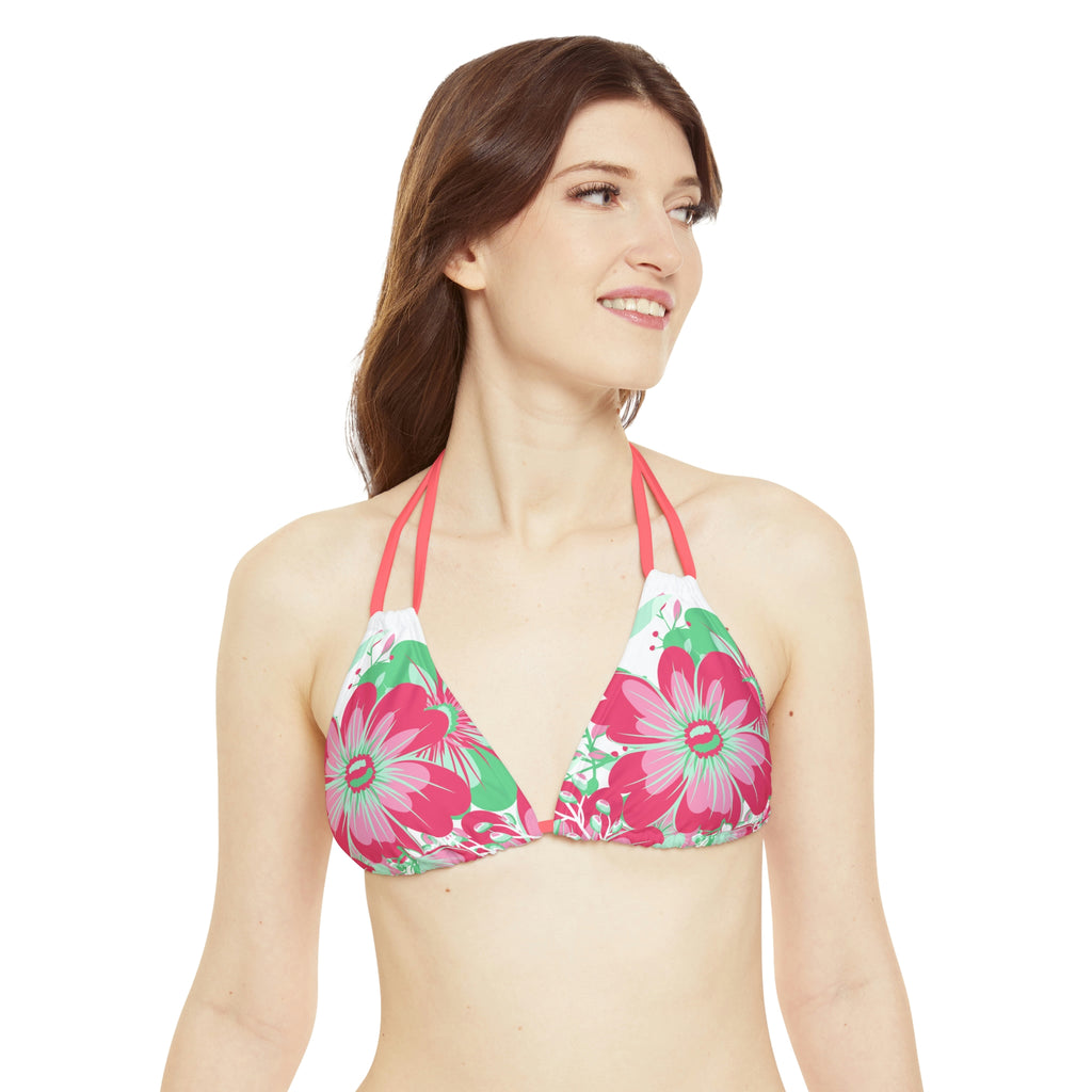 Abrosexual Pride Flag Floral Strappy Triangle Bikini Top SHAVA CO