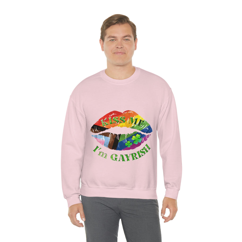 Progress Flag Heavy Blend Crewneck Sweatshirt St. Patricks Day Unisex Size - Kiss Me Printify