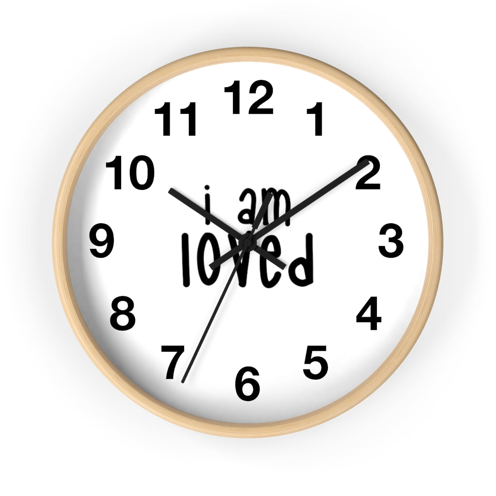 Affirmation Feminist pro choice Wall clock - I am loved black Printify