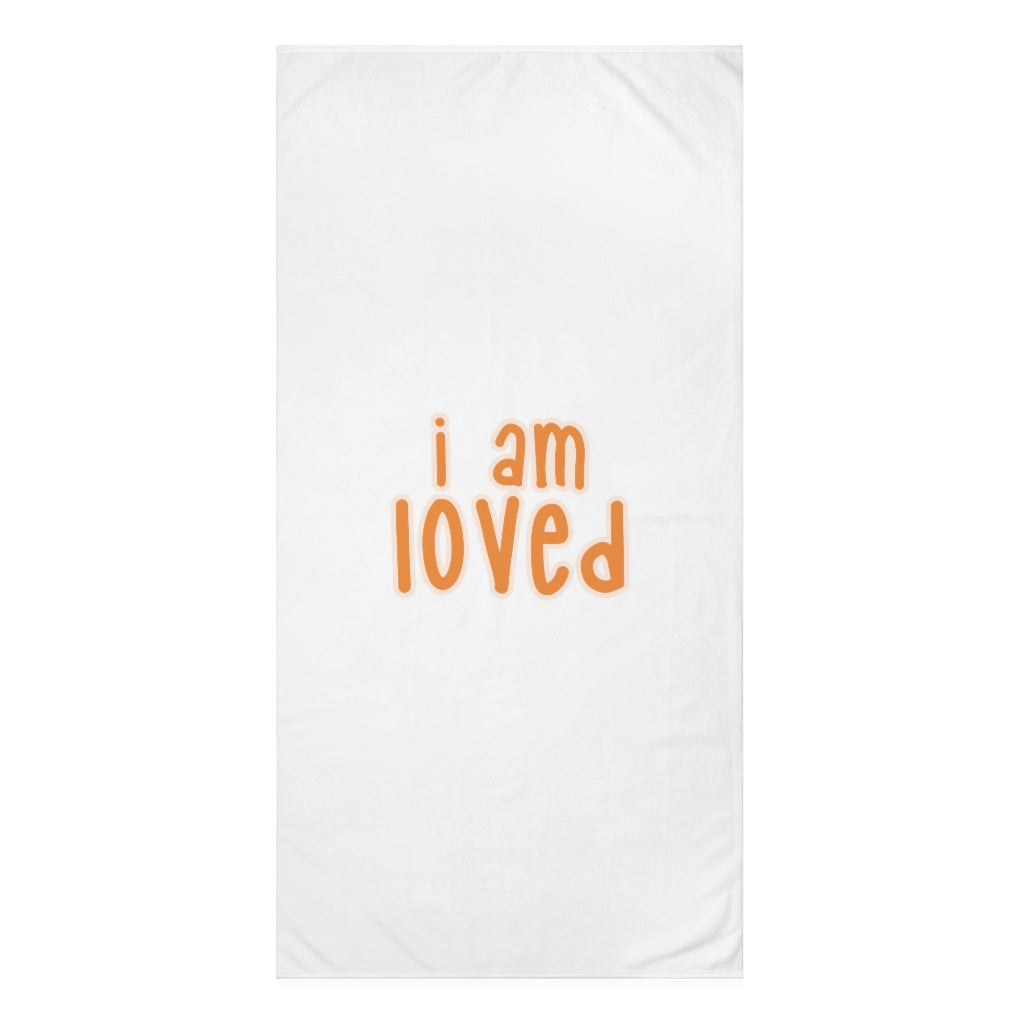 Affirmation Feminist Pro Choice Premium Towel - I Am Loved (orange with effects) Printify
