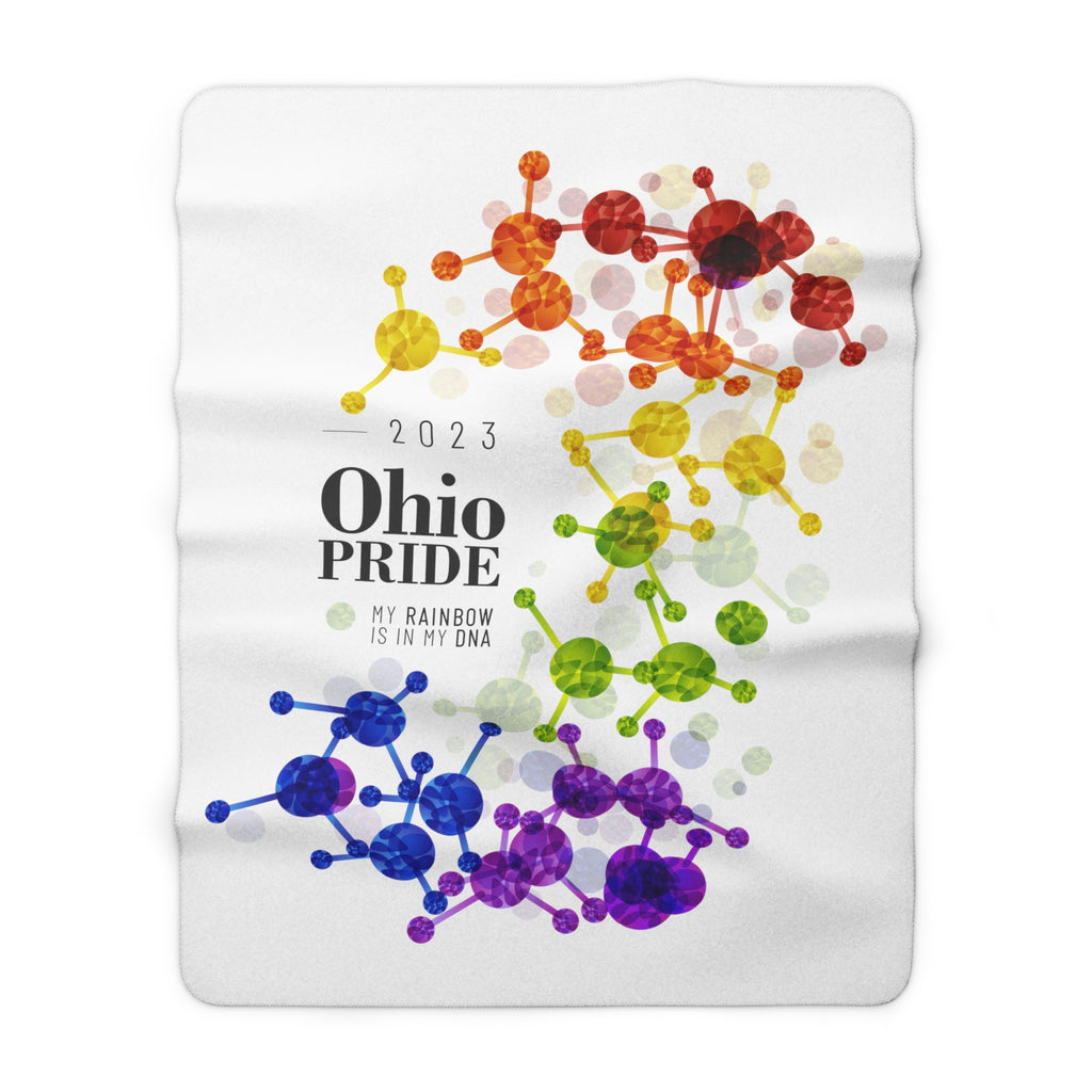 SHAVA CO Lgbtq Flag 2023 Pride, Ohio Sherpa Fleece Blanket - My Rainbow Is In My DNA Printify