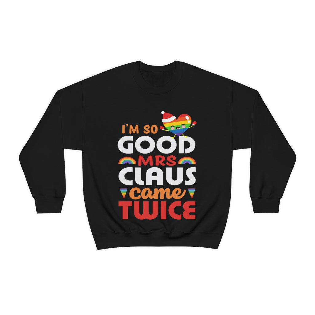 Unisex Christmas LGBTQ Heavy Blend Crewneck Sweatshirt - First Queermas As Mrs. & Mrs. Printify