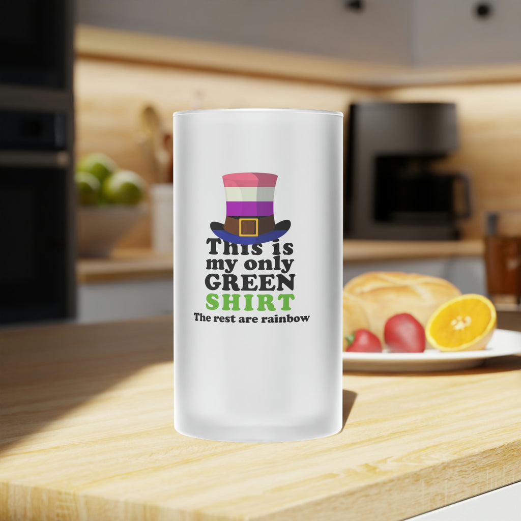 St. Patrick's Day Frosted Glass Beer Mug - This is My Only Green Shirt Printify
