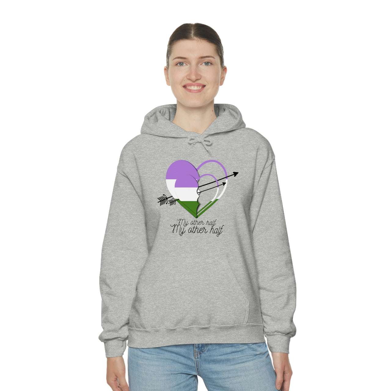 Genderqueer  Flag LGBTQ Affirmation Hoodie Unisex Size - The Other Half Printify