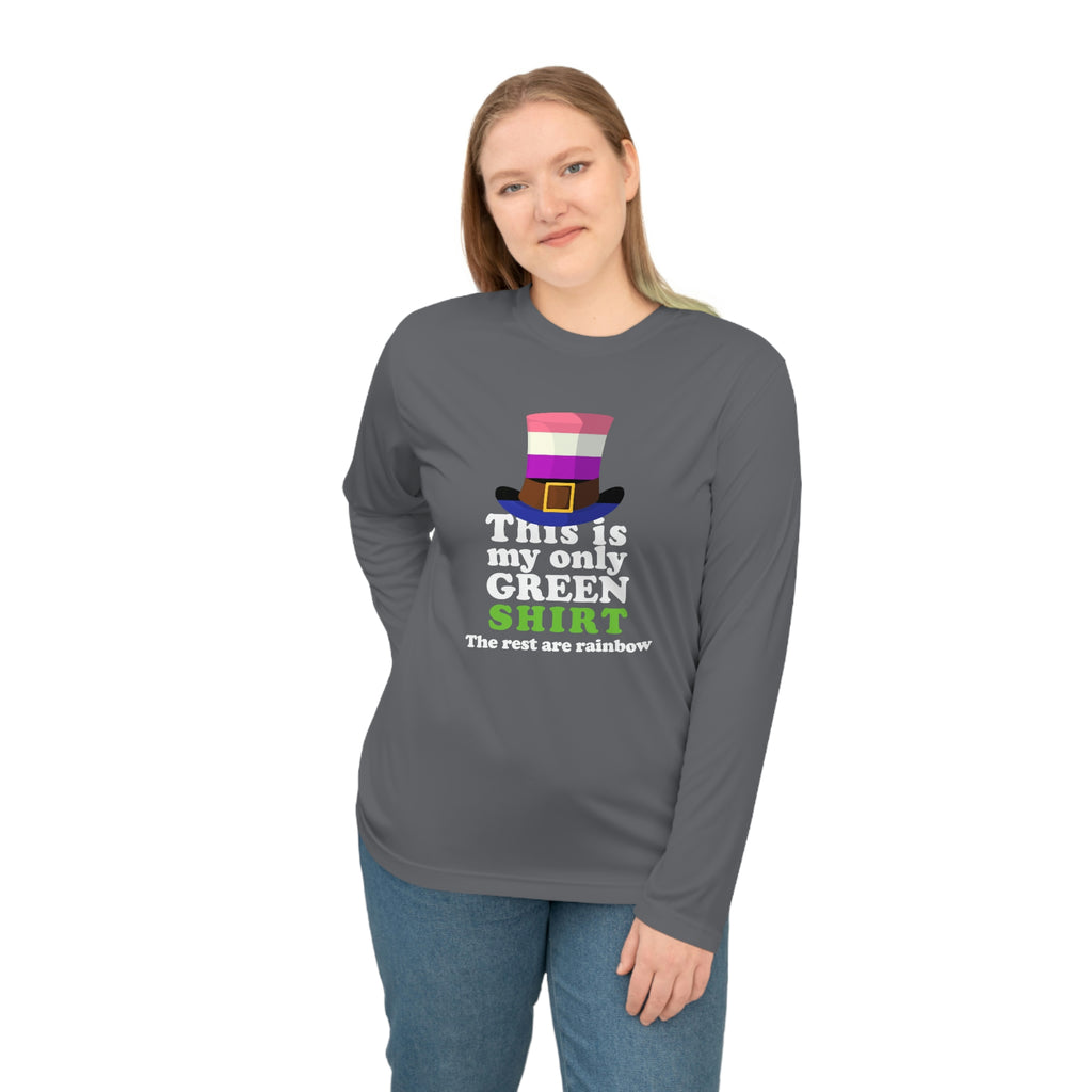 Genderfluid Flag Unisex Performance Long Sleeve Shirt - My Only Green Shirt Printify