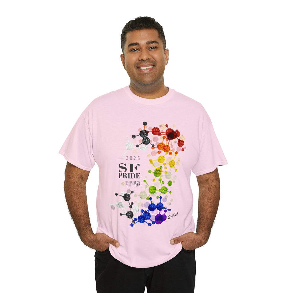 SHAVA CO Straight Ally Flag 2023 Pride, San Francisco Unisex Heavy Cotton Tee - My Rainbow Is In My DNA Printify