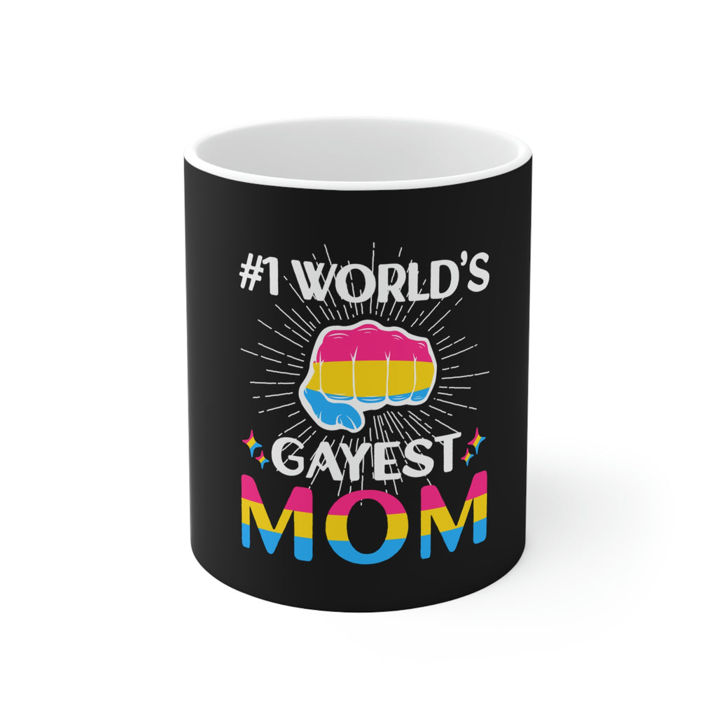 Pansexual Flag Ceramic Mug  - #1 World's Gayest Mom Printify