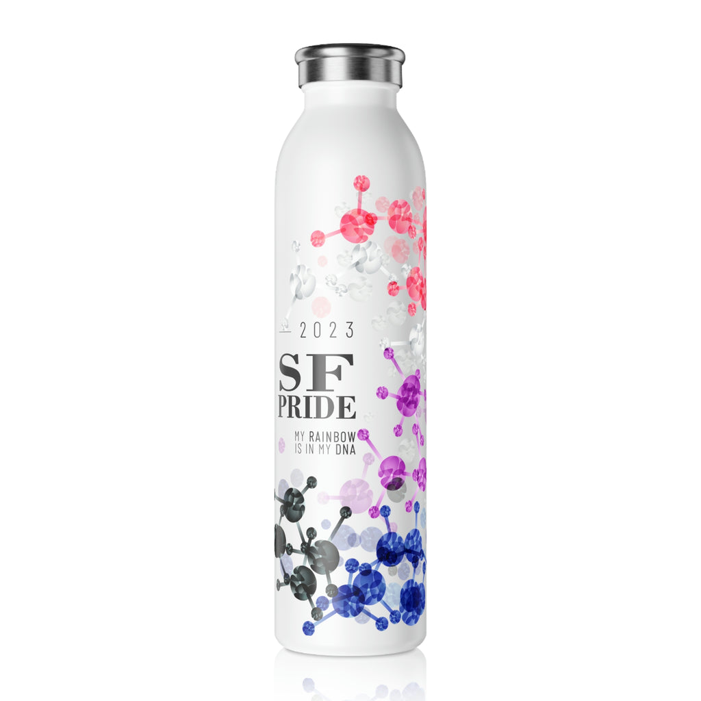 Genderfluid Flag Slim Water Bottle San Francisco Pride - My Rainbow is In My DNA SHAVA CO