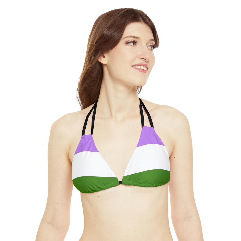 Genderqueer Pride Flag Strappy Triangle Bikini Top SHAVA CO