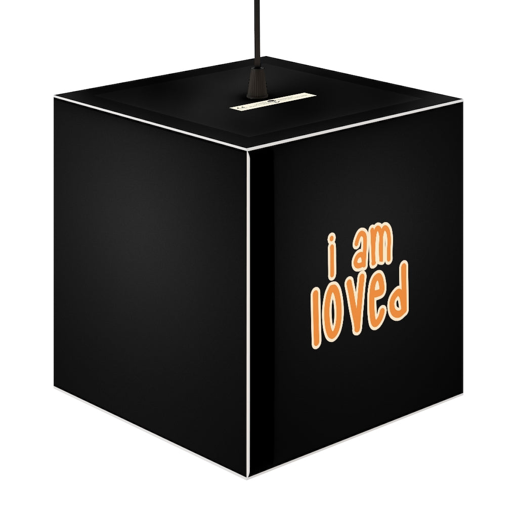Affirmation Feminist pro choice Light Cube Lamp -  I am loved orange with effects Printify