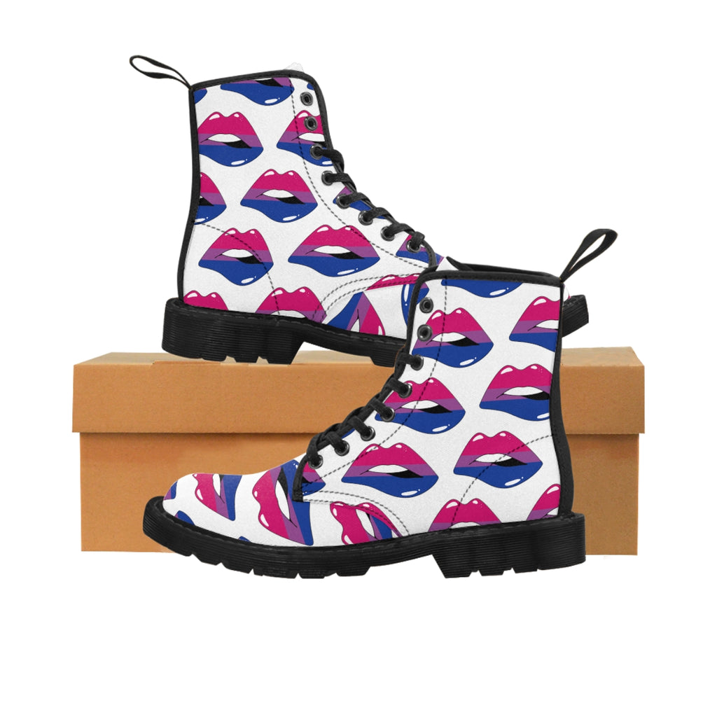 Bisexual Flag Kisses LGBTQ White Canvas Boots Unisex Size Printify