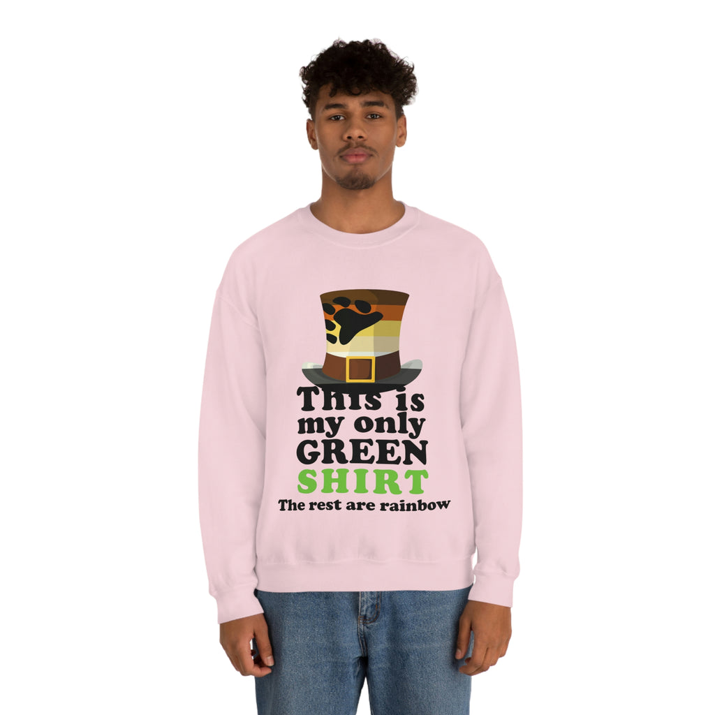Bear Flag Heavy Blend Crewneck Sweatshirt St. Patricks Day Unisex Size - This Is My Only Green Shirt Printify