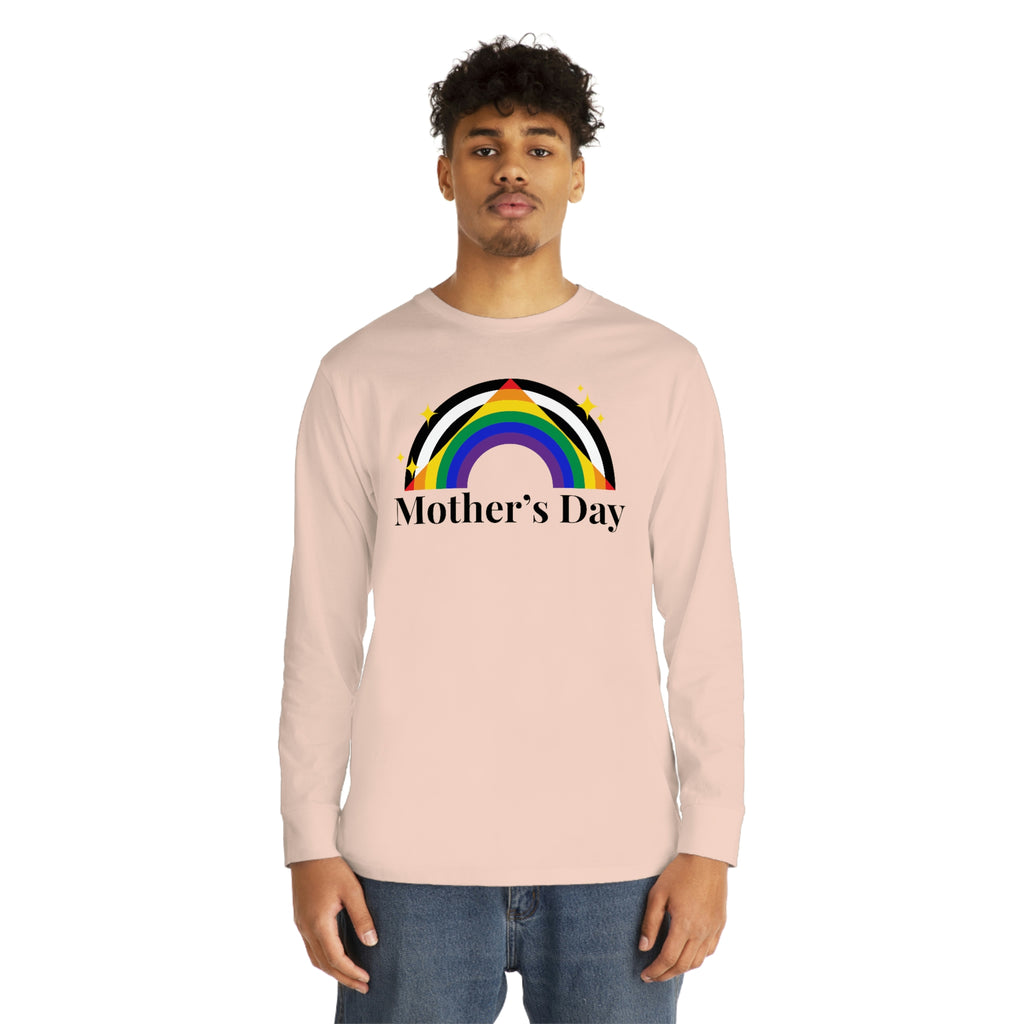 Straight Ally Flag Long Sleeve Crewneck Tee - Mothers Day Printify